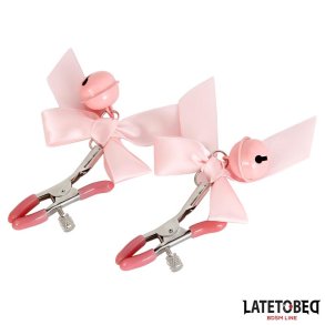Pink Bow Nipple Clamps with Bell