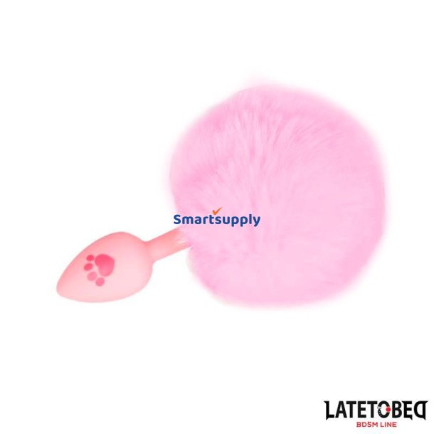Pink Silicone Anal Plug with Pompon Pink