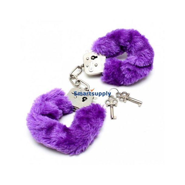 Police cuffs with Purple Fur-Adjustable