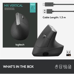 Logitech Mx Vertical Advanced Ergonimisk Mus Rf Trdls+Bluetooth Optisk 4000 Dpi Hjre Hnd
