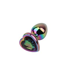 Rainbow Effect Metal Butt Plug with Heart Jewel 2,7