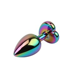 Rainbow Effect Metal Butt Plug with Heart Jewel 2,7