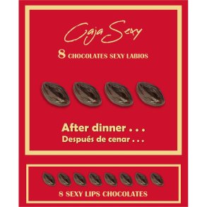 Red Box of 8 Dark Chocolate lips-Shaped Candies 8 units