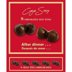 Red Box of 8 Dark Chocolate Tits-Shaped Candies 8 units