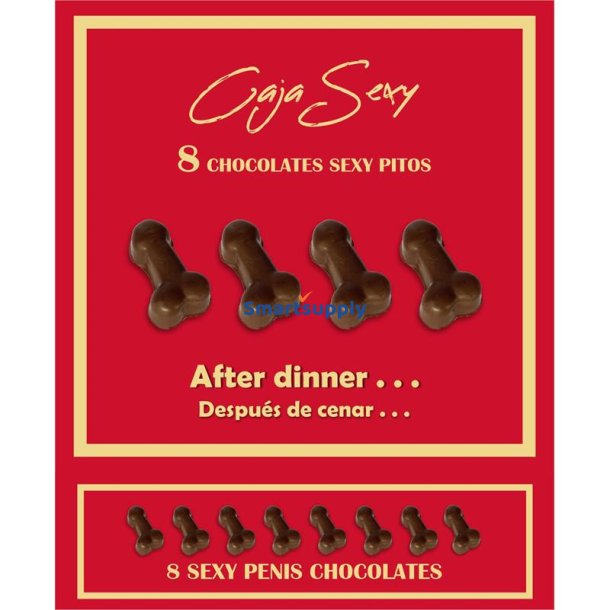 Red Box of 8 Dark Chocolate Penis-Shaped Candies