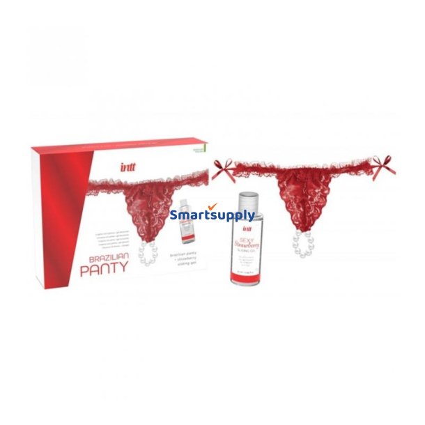 Red Brazilian Panty and Strawberry Slide Gel 50 ml
