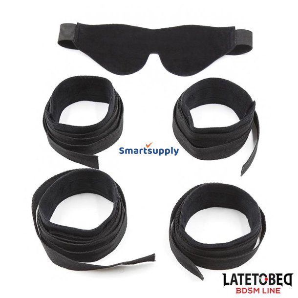 Restraint 3 Pieces Set Blindfold, Anklecuffs and Wristcuffs Adjustable