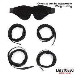 Restraint 3 Pieces Set Blindfold, Anklecuffs and Wristcuffs Adjustable
