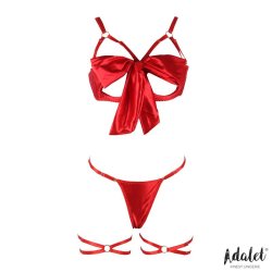 Riley Bra with Bow, Thong, and Garters Set - S/M