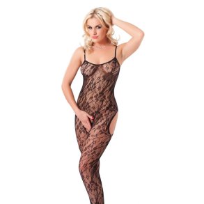 Floral Open Catsuit Black One Size