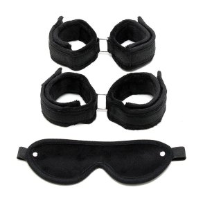 Handcuffs, AnkleCuffs and Mask Black