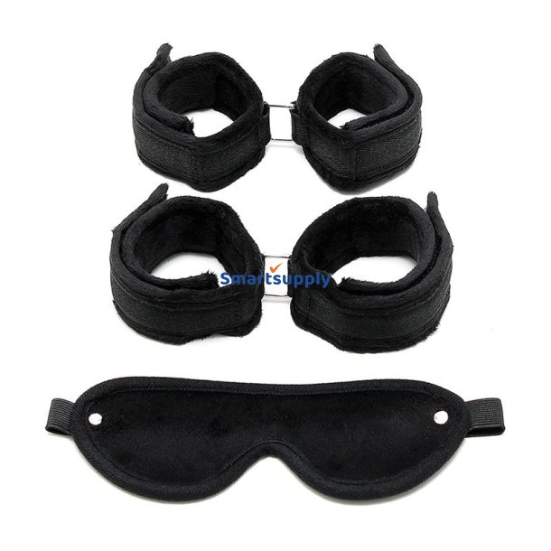 Handcuffs, AnkleCuffs and Mask Black