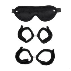 Handcuffs, AnkleCuffs and Mask Black