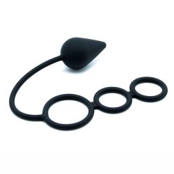 Anal Plug with Penis Rings Silicone - S/M