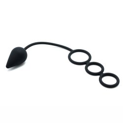 Anal Plug with Penis Rings Silicone - S/M