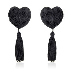 Rose Heart Nipple Covers Black