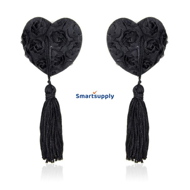 Rose Heart Nipple Covers Black