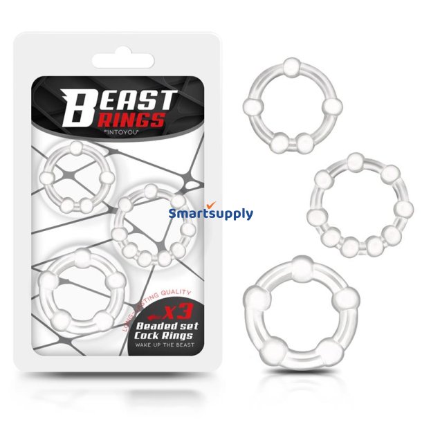 Set of 3 Penis Ring Beaded Flexibles Clear