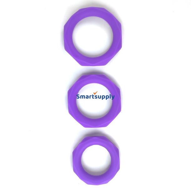 Set of 3 penis rings Silicone Purple