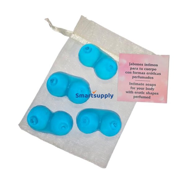 Set of 4 Scented Mini Soaps in the Shape of a Blue Breast