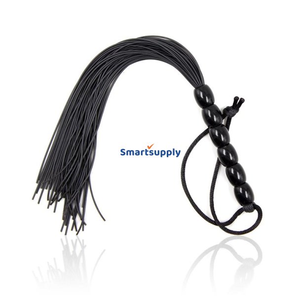 Silicone Flogger with 6 Beads Handle 26 cm Black
