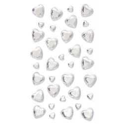 Slvfarvede rhinstenshjerter selvklbende 35 stk.