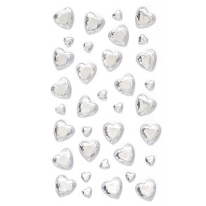 Slvfarvede rhinstenshjerter selvklbende 35 stk.