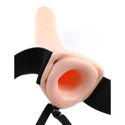 Strap-On with Vibrating Hollow Dildo Flesh