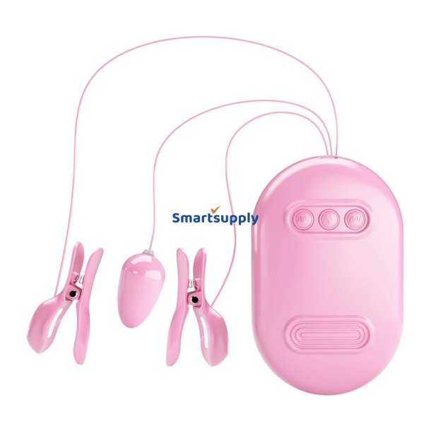 Surprise Box Vibrating Egg and Electric Shock Nipple Clamps Pink