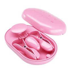 Surprise Box Vibrating Egg and Electric Shock Nipple Clamps Pink