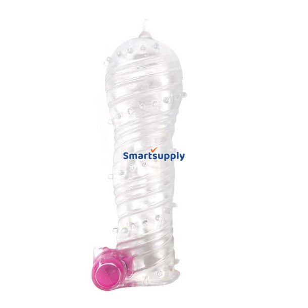 Textured Penis Sleeve with Vibration Bullet Clear