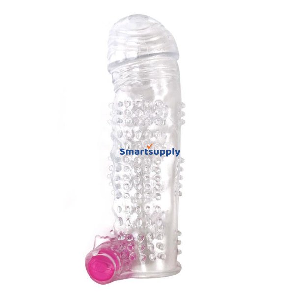 Textured Penis Sleeve with Vibration Clear