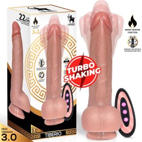Tiberio Realistic Turbo Shaking Dildo with Thrusting, 360 Rotation, and Remote Control Liquid Silicone