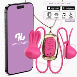 Tickly Nipple Clamps ith Vibration, Remote and Necklace with App