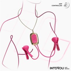 Tickly Nipple Clamps ith Vibration, Remote and Necklace with App