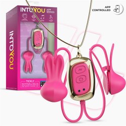 Tickly Nipple Clamps ith Vibration, Remote and Necklace with App