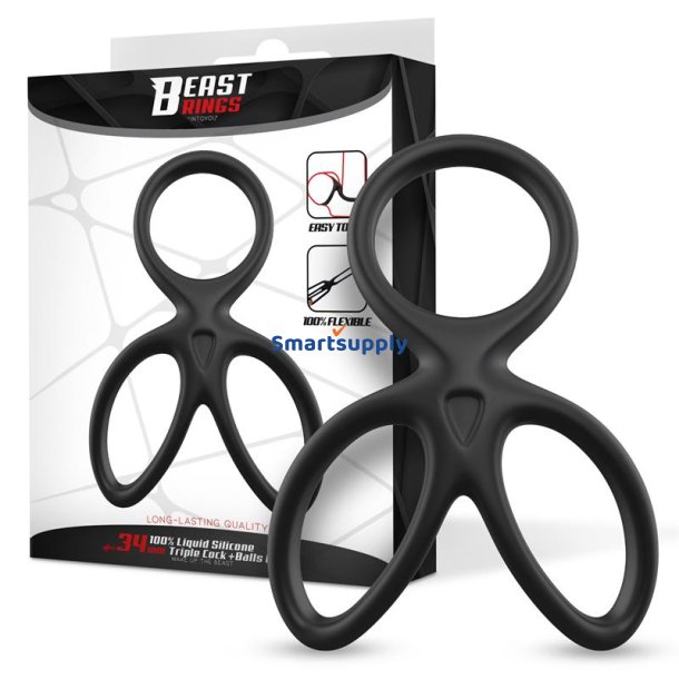 Triple Penis and Testicles Ring Liquid Silicone