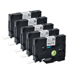 5 x Brother TZe-231 sort p� hvid tape 12mm x 8m kompatibel