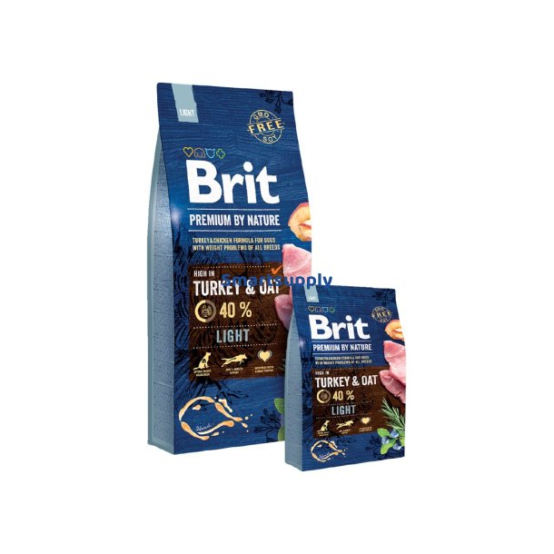 Brit Premium By Nature Light - Trfoder Til Hunde - ble, Kylling, Majs, Kalkun 15 Kg
