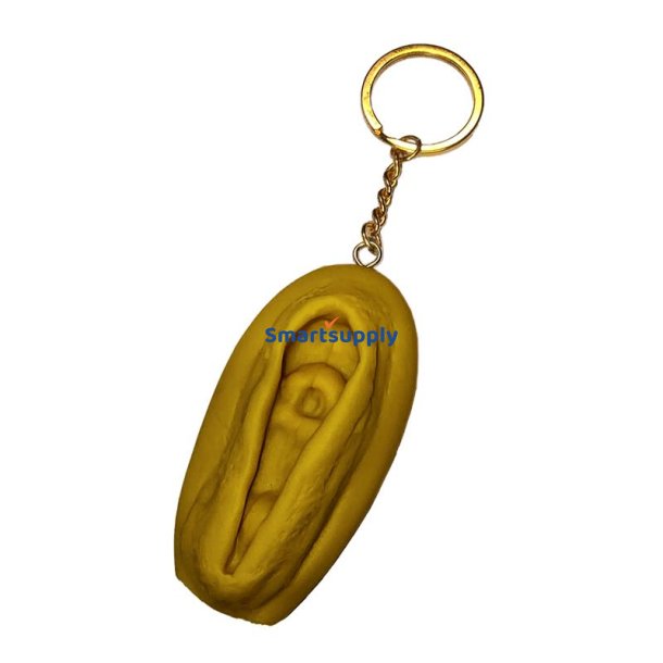 Vagina Shaped keychain Gold
