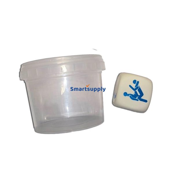 White Position Dice in a Plastic Jar for Guys