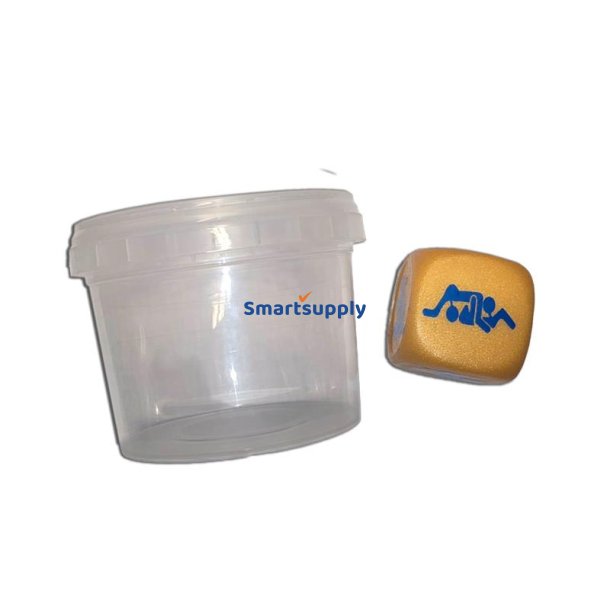 White Position Dice in a Plastic Jar for Guys