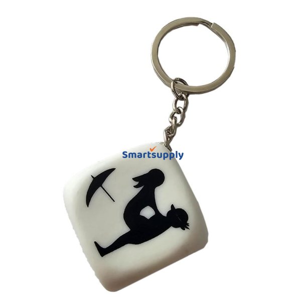 White Position Dice Keychain