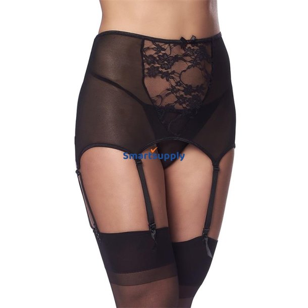 Wide Garter Belt with Stocking Black - S/M