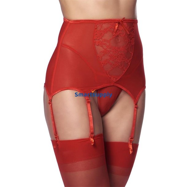 Wide Garter Belt with Stocking Red - S/M