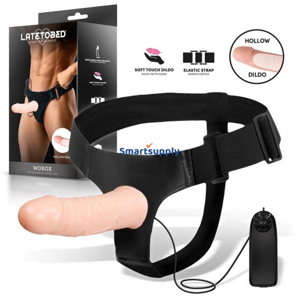 Wobox Detachable Strap-On with Hollow Dildo, Vibration and Remote Control
