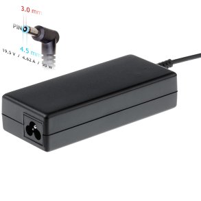 Akyga notebook power adapter AK-ND-26 19.5V/4.62A 90W 4.5x3.0 mm + pin HP strmadapter og vekselret Indendrs Sort